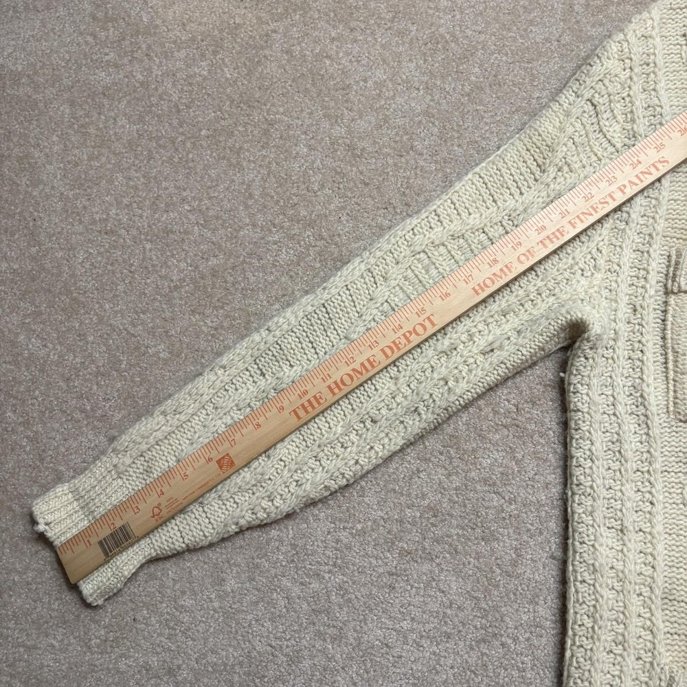 Vtg Pendleton Cardigan Sweater Mens XL Fits L White Wool Aran Cable Knit USA 70s - Picture 6 of 10